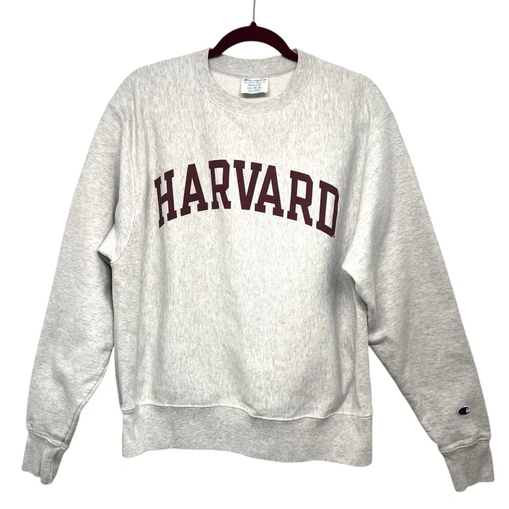 Champion Reverse Weave HARVARD Gray Heathered Crew Neck Sweatshirt Men’s Medium - Picture 5 of 10